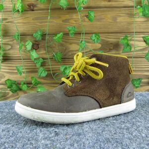 Clarks Boys Bootie Size T‎ 9 Wide Shoes Brown Leather Zip